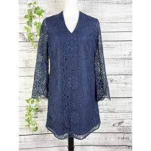 Lilly Pulitzer Dress size 4 Navy Blue Crochet Lace Knee Wedding Cocktail Church